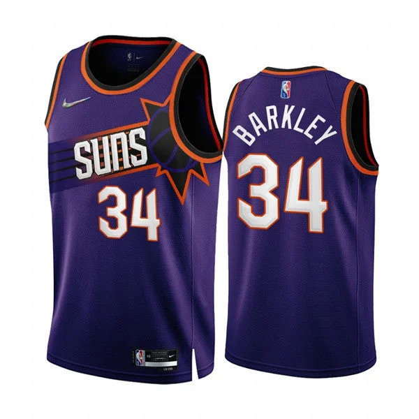 Men's Phoenix Suns #34 Charles Barkley 2022/23 Purple 75th Anniversary Icon Edition Stitched Basketball Jersey