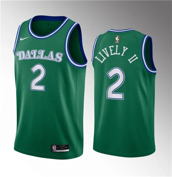 Men's Dallas Mavericks #2 Dereck Lively II Green 2023 Draft Classic Edition Stitched Basketball Basketball Jersey