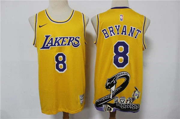 Men's Los Angeles Lakers #8 Kobe Bryant Yellow Stitched Basketball Jersey