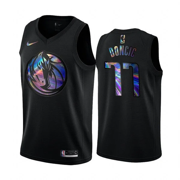 Men's Dallas Mavericks #77 Luka Doncic holographic HWC Swingman Black Stitched Basketball Jersey