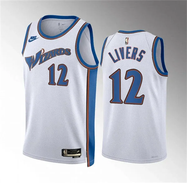 Men's Washington Wizards #12 Isaiah Livers White Classic Edition Stitched Basketball Basketball Jersey