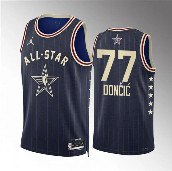 Men's 2024 All-Star #77 Luka DonÄiÄ Navy Stitched Basketball Basketball Jersey