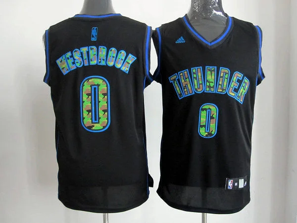 Thunders 0 Westbrook Black Camo number Basketball Jerseys