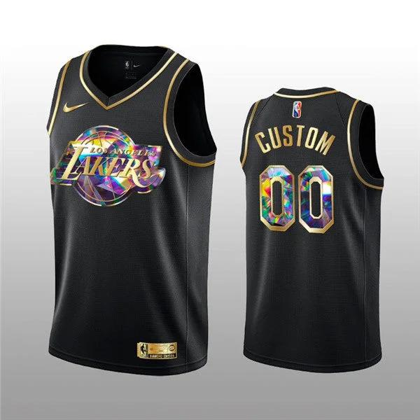 Men's Los Angeles Lakers Active Player Custom 2021/22 Black Golden Edition 75th Anniversary Diamond Logo Stitched Basketball Basketball Jersey