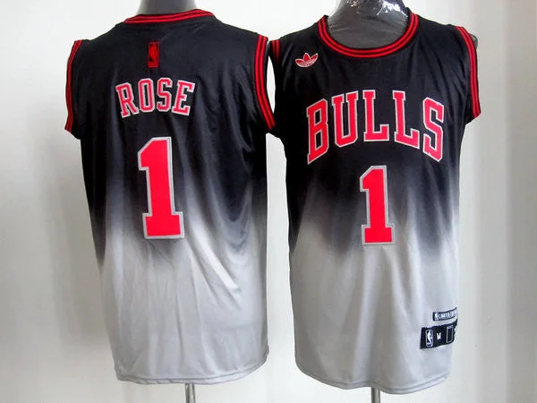 Bulls 1 Rose Black&Grey Basketball Jerseys