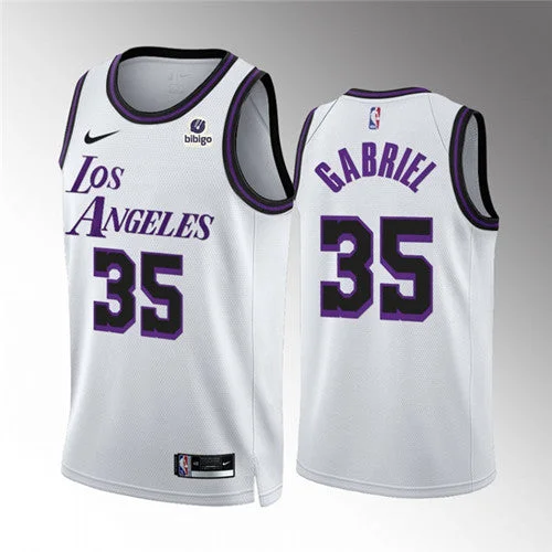 Men's Los Angeles Lakers #35 Wenyen Gabriel White City Edition Stitched Basketball Basketball Jersey