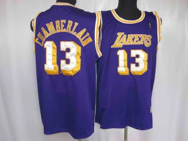 Lakers 13 Chamberlain Purple Throwback Basketball Jerseys