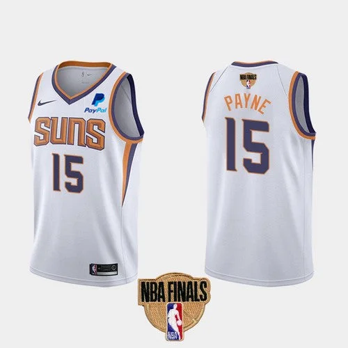 Men's Phoenix Suns #15 Cameron Payne 2021 White Finals Association Edition Stitched Basketball Jersey