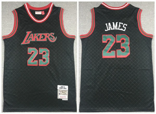 Men's Los Angeles Lakers #23 LeBron James 2018-19 Black Mitchell & Ness Hardwood Classics Stitched Basketball Jersey