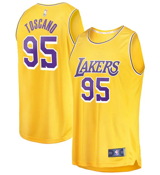 Men's Los Angeles Lakers #95 Juan Toscano-Anderson Gold Icon Edition Stitched Basketball Basketball Jersey