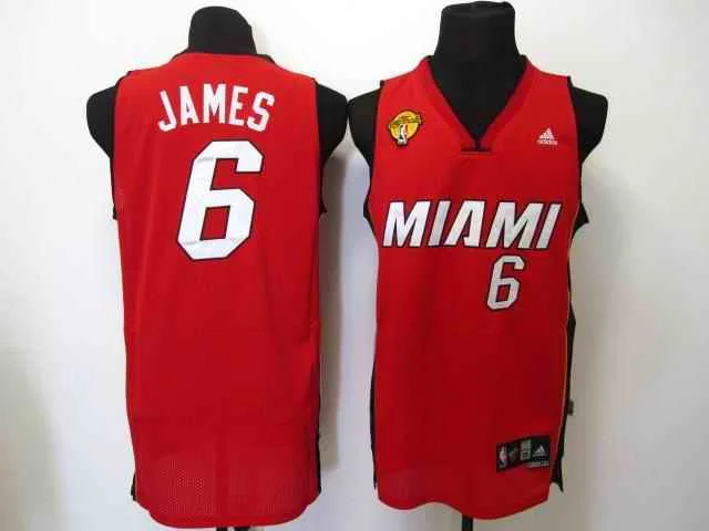 Heat 6 James Red Final Patch Fans Basketball Jerseys