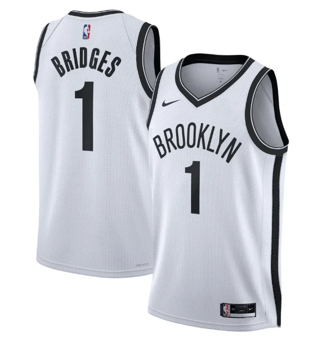 Men's Brooklyn Nets #1 Mikal Bridges White Stitched Basketball Basketball Jersey