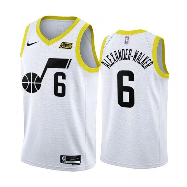 Men's Utah Jazz #6 Nickeil Alexander-Walker White 2022/23 Association Edition Stitched Basketball Basketball Jersey