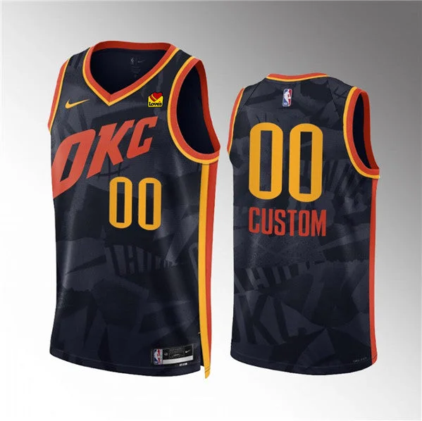 Men's Oklahoma City Thunder Active Player Custom Black 2023/24 City Edition Stitched Basketball Basketball Jersey