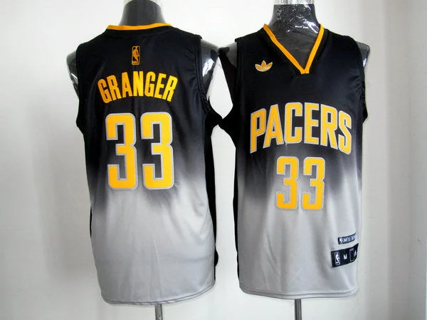 Pacers 33 Granger Black&White Basketball Jersey