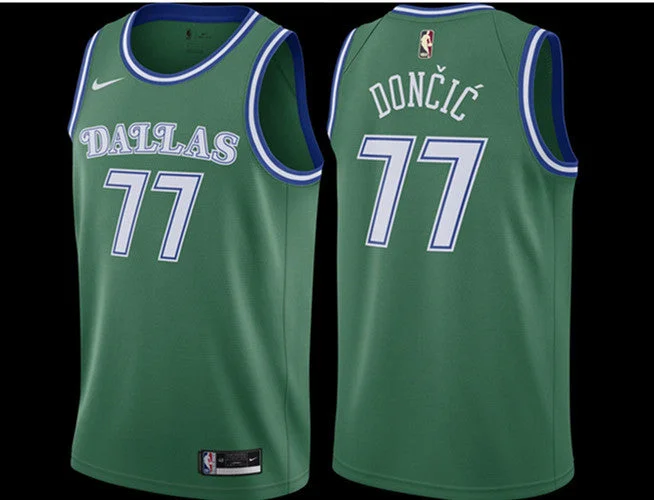 Men's Dallas Mavericks Navy #77 Luka Doncic 20-21 Green Stitched Basketball Jersey