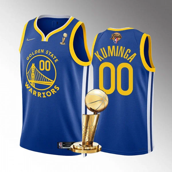 Men's Golden State Warriors #00 Jonathan Kuminga Royal 2022 Finals Champions Stitched Basketball Jersey