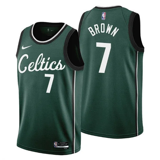 Men's Boston Celtics #7 Jaylen Brown 2022/23 Green City Edition Stitched Basketball Jersey