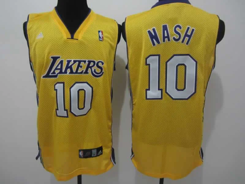 Lakers 10 Nash Yellow Mesh Basketball Jerseys