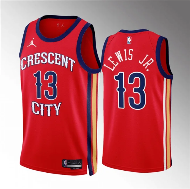 Men's New Orleans Pelicans #13 Kira Lewis Jr. Red 2022/23 Statement Edition Stitched Basketball Basketball Jersey