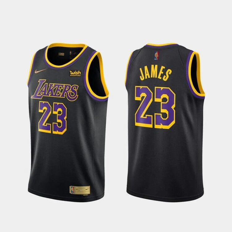 Men's Los Angeles Lakers #23 LeBron James Black Earned Edition Stitched Basketball Jersey