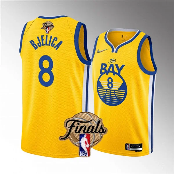 Men's Golden State Warriors #8 Nemanja Bjelica Yellow 2022 Finals Stitched Basketball Jersey