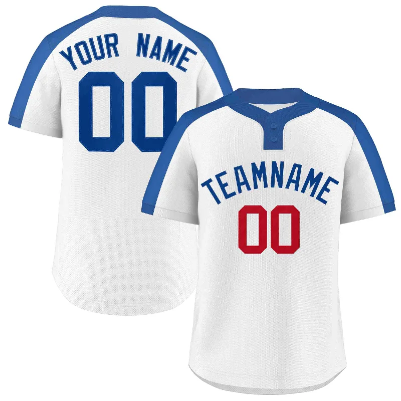 Custom White Royal Classic Style Authentic Two-Button Baseball Jersey