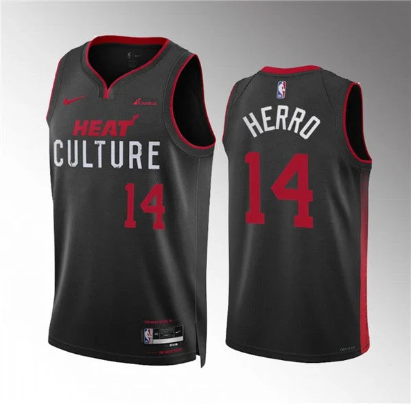 Men's Miami Heat #14 Tyler Herro Black 2023/24 City Edition Stitched Basketball Basketball Jersey