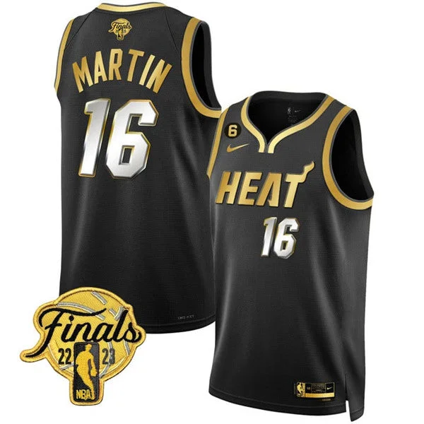 Men's Miami Heat #16 Caleb Martin Black 2023 Finals Stitched Basketball Basketball Jersey