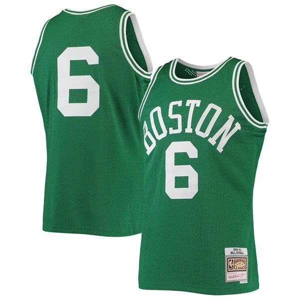 Men's Boston Celtics #6 Bill Russell 1962-63 Green Throwback Stitched Basketball Jersey