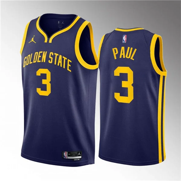 Men's Golden State Warriors #3 Chris Paul Navy Statement Edition Stitched Basketball Basketball Jersey