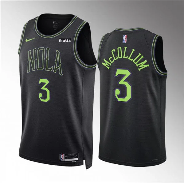 Men's New Orleans Pelicans #3 CJ McCollum Black 2023/24 City Edition Stitched Basketball Basketball Jersey