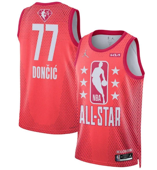 Men's 2022 All-Star #77 Luka Doncic Maroon Stitched Basketball Basketball Jersey