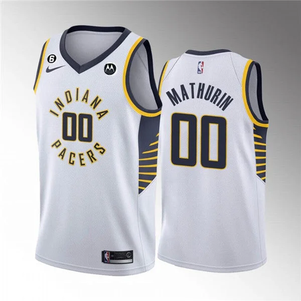 Men's Indiana Pacers #00 Bennedict Mathurin White Association Edition With NO.6 Patch Stitched Basketball Basketball Jersey