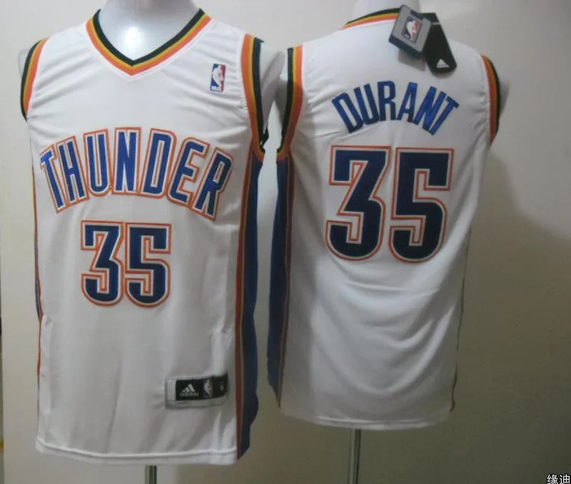 Thunder 35 Durant White Cotton Basketball Jerseys