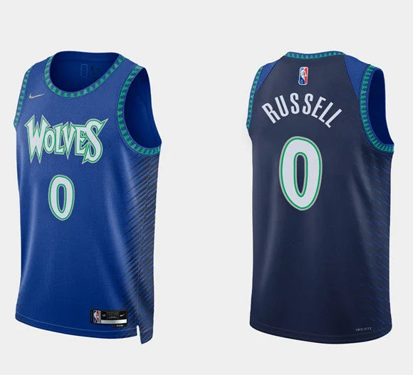 Men's Minnesota Timberwolves #0 D'angelo Russell Royal 75th Anniversary City Stitched Basketball Jersey