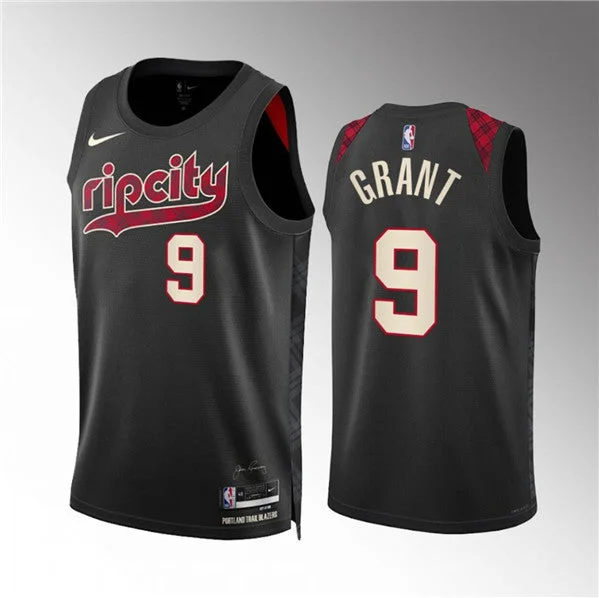 Men's Portland Trail Blazers #9 Jerami Grant Black 2023/24 City Edition Stitched Basketball Basketball Jersey