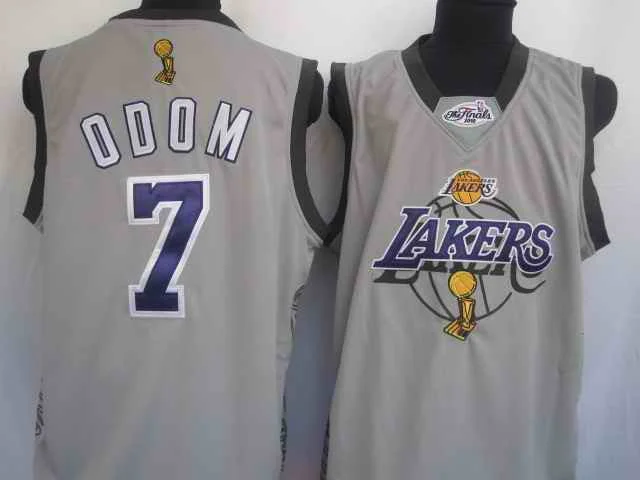 Lakers 7 Lamar Odom Gray Basketball Jerseys