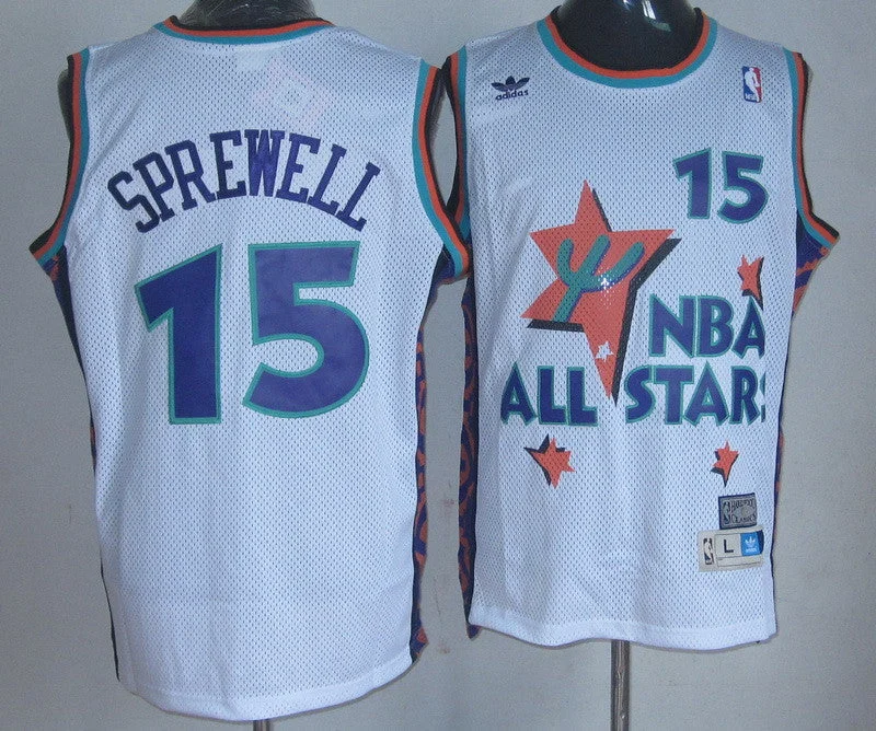 ALL Star 15 Sprewell White 1995 m&n Basketball Jerseys