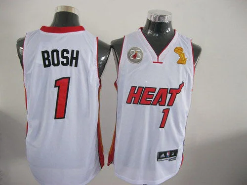 Heat 1 Bosh White 2013 Champion&25th Patch Basketball Jerseys