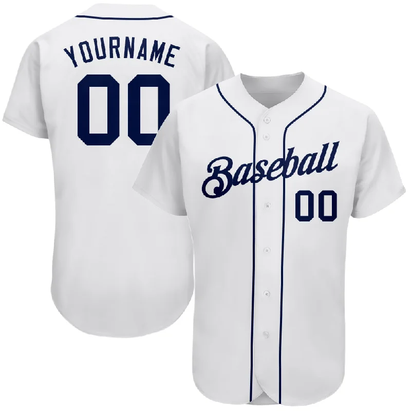 Custom White Navy Authentic Baseball Jersey