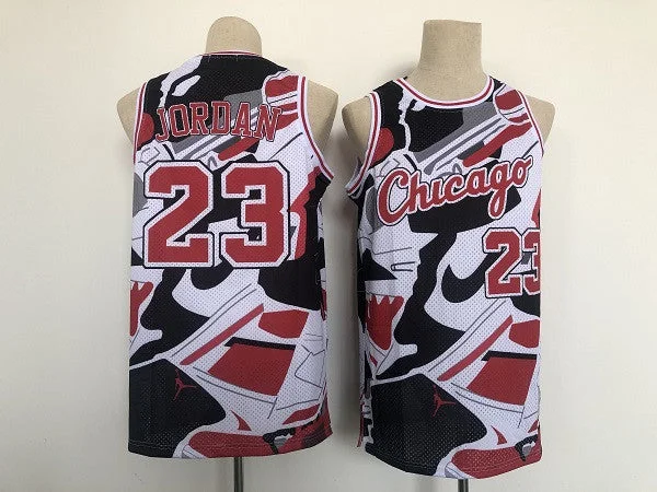 Men's Chicago Bulls #23 Michael Jordan Black/Red/White Throwback Stitched Basketball Jersey