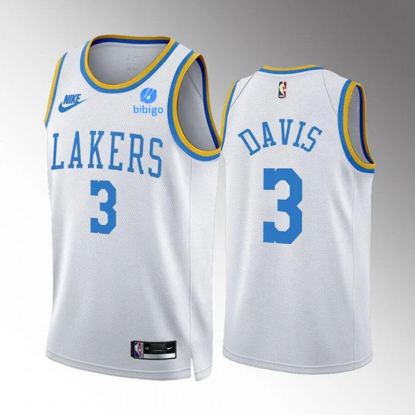 Men's Los Angeles Lakers #3 Anthony Davis 2022-23 White Classic Edition Stitched Basketball Basketball Jersey