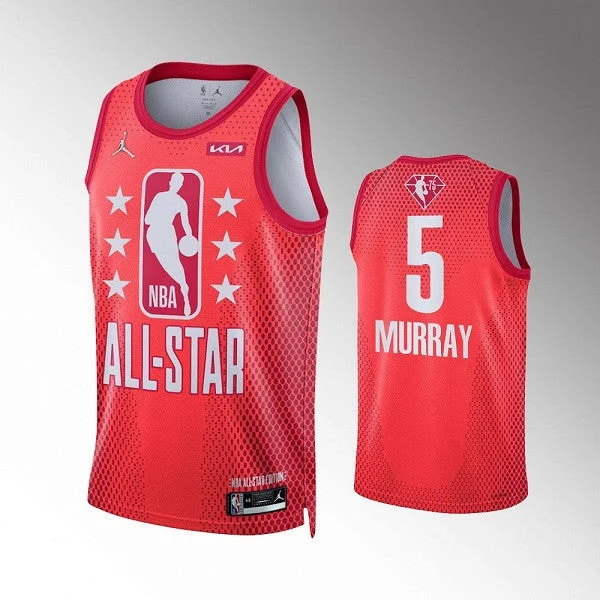 Men's 2022 All-Star #5 Dejounte Murray Maroon Stitched Basketball Basketball Jersey