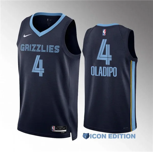 Men's Memphis Grizzlies #4 Victor Oladipo Navy Icon Edition Stitched Basketball Jersey