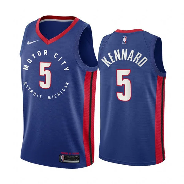 Men's Detroit Pistons #5 Luke Kennard Navy Motor City Edition 2020-21 Stitched Basketball Jersey