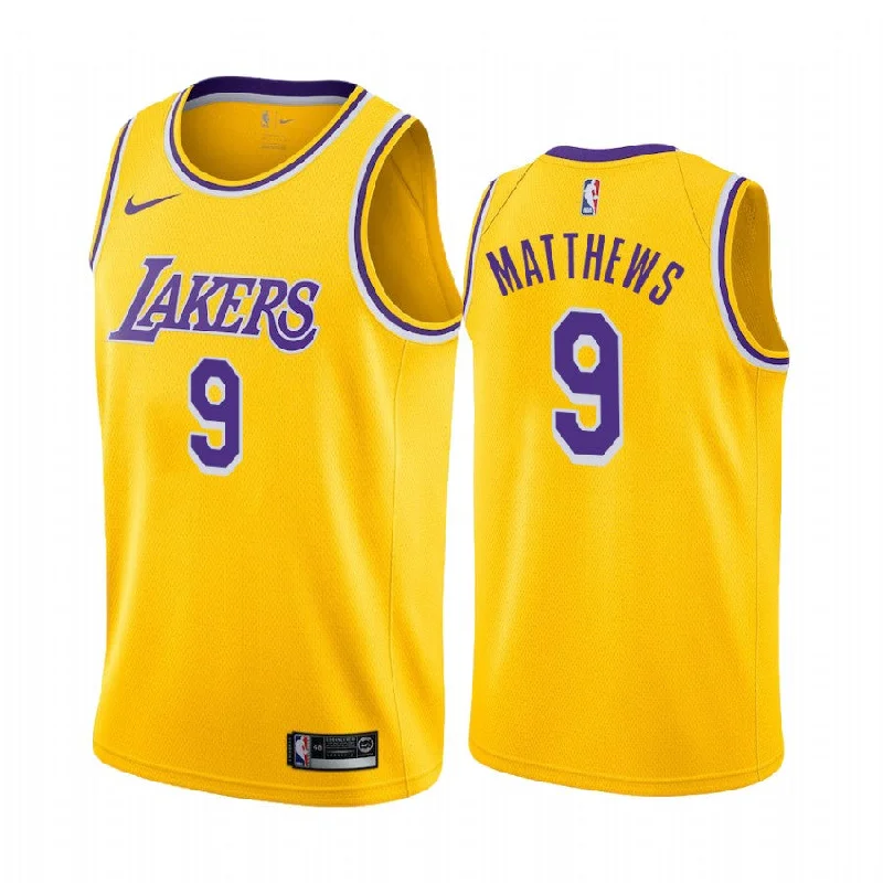 Men's Los Angeles Lakers #9 Wesley Matthews Gold Icon Edition 2020-21 Stitched Basketball Jersey