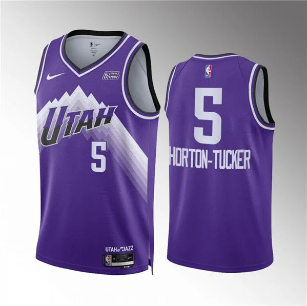 Men's Utah Jazz #5 Talen Horton-Tucker Purple 2023/24 City Edition Stitched Basketball Basketball Jersey