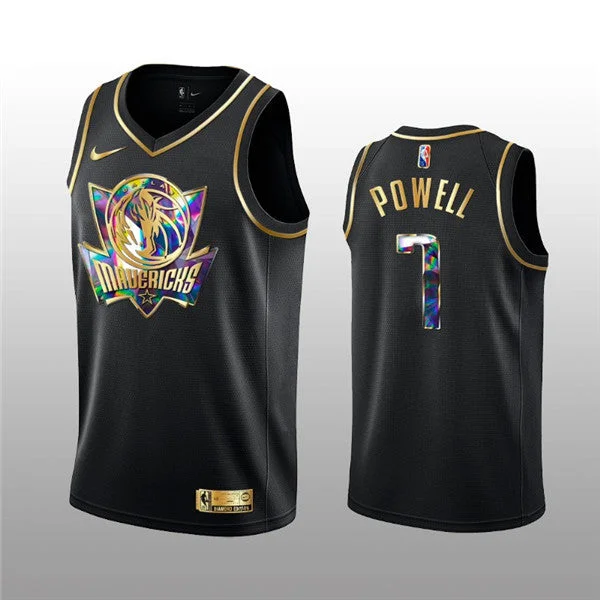 Men's Dallas Mavericks #7 Dwight Powell 2021/22 Black Golden Edition 75th Anniversary Diamond Logo Stitched Basketball Basketball Jersey