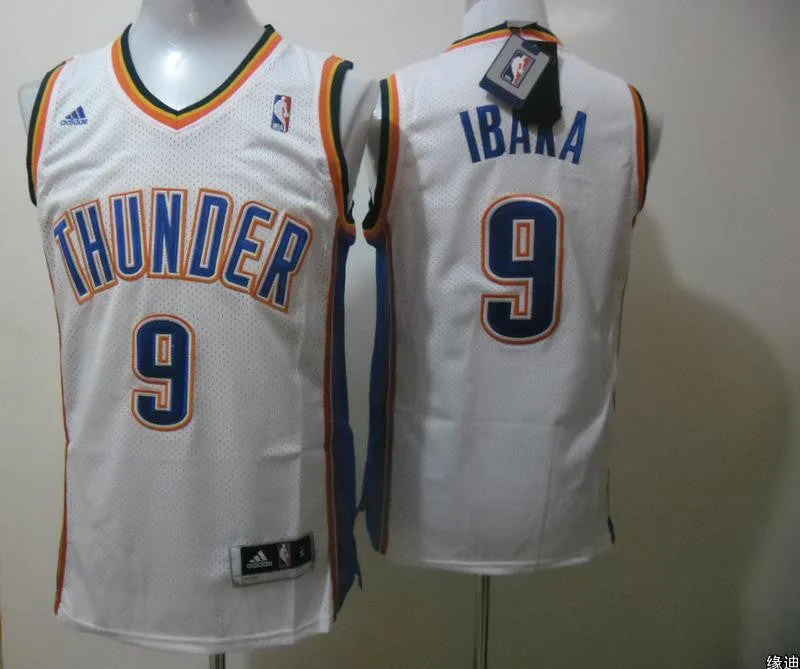 Thunder 9 Ibaka White Mesh Basketball Jerseys